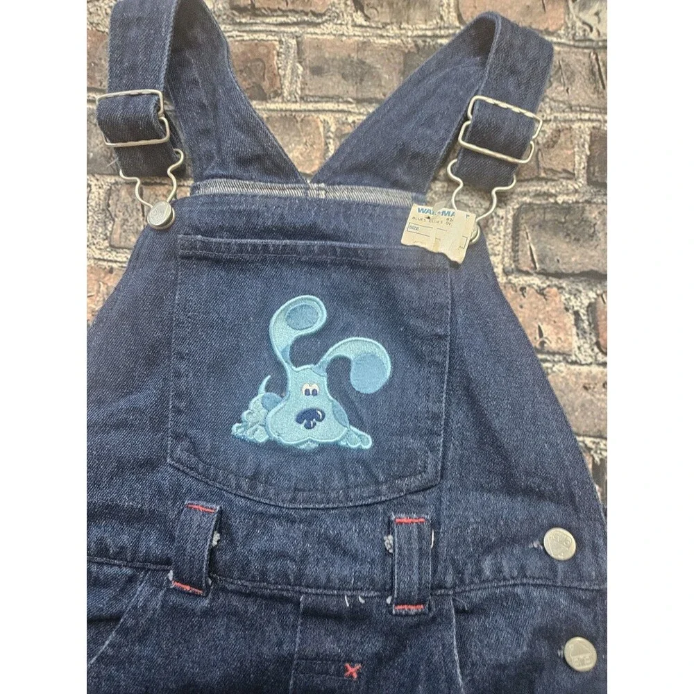 Vintage Y2K Blues Clues Denim Overalls Long Embroidered Kids Size 7
